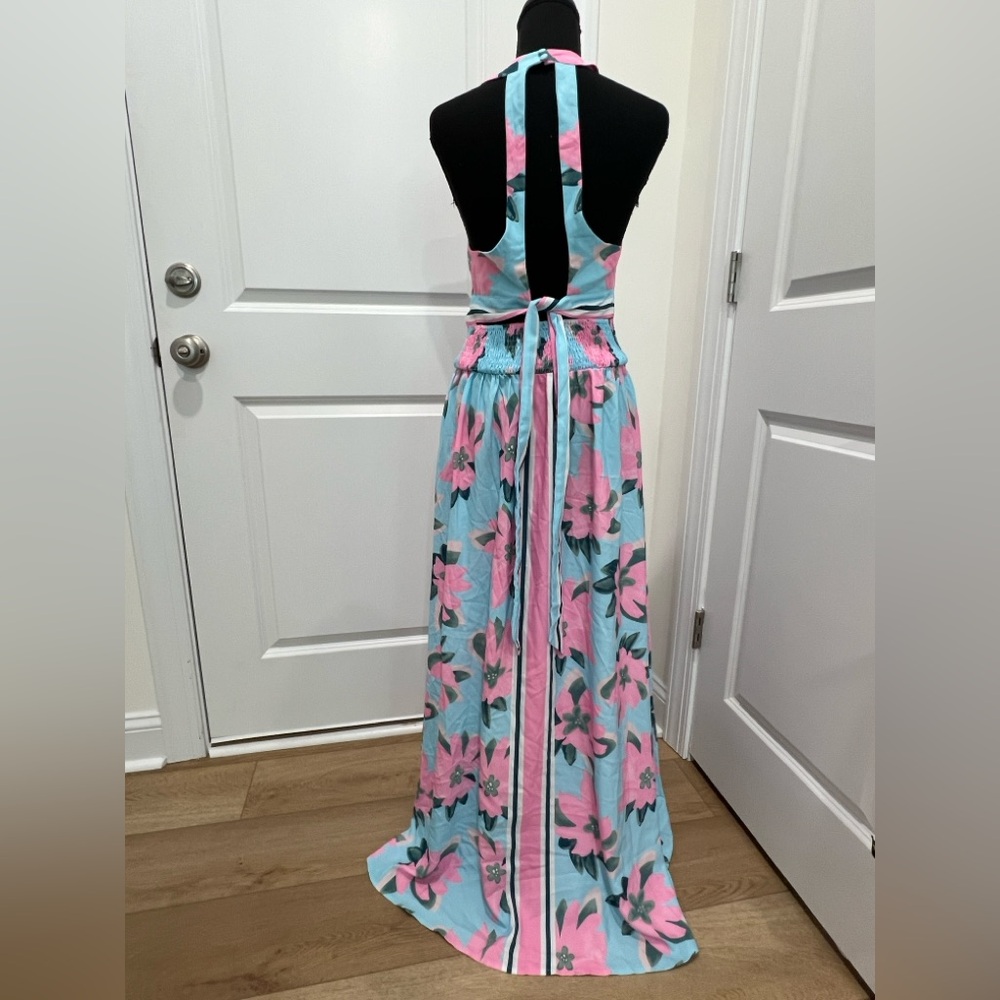 NWT Adore Floral Maxi Backless Dress in Pink and Blue Size Large - Picture 8 of 14